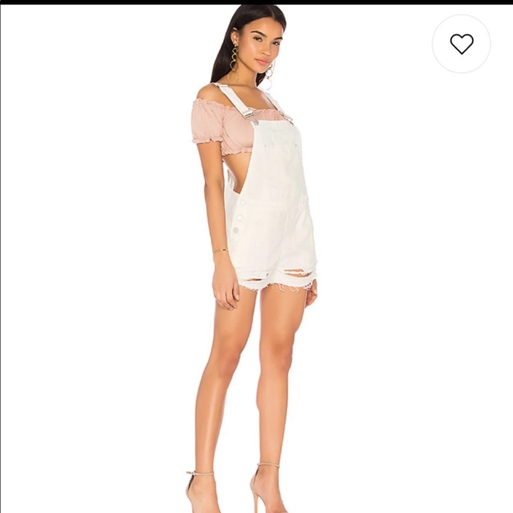 White Frayed Shortalls Overalls